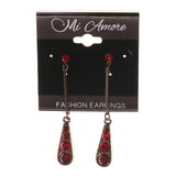 Red & Silver-Tone Metal -Dangle-Earrings Crystal Accents #LQE1972