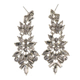 Silver-Tone Metal Drop-Dangle-Earrings With Crystal Accents #LQE1973