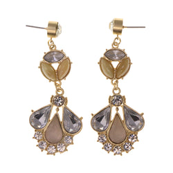 Gold-Tone & Silver-Tone Metal Dangle-Earrings Crystal Accents #LQE1974