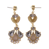 Gold-Tone & Silver-Tone Metal Dangle-Earrings Crystal Accents #LQE1974