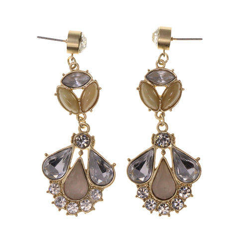 Gold-Tone & Silver-Tone Metal Dangle-Earrings Crystal Accents #LQE1978