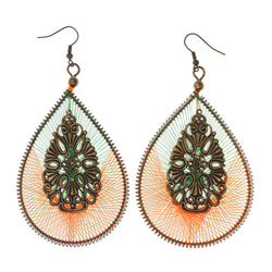Orange & Green Colored Fabric Dangle-Earrings #LQE1985