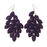 Purple & Silver-Tone Metal Chandelier-Earrings Bead Accents #LQE1987