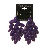 Purple & Silver-Tone Metal Chandelier-Earrings Bead Accents #LQE1987