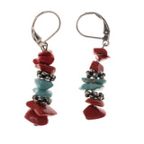 Red & Blue Colored Metal Dangle-Earrings With Stone Accents #LQE1995