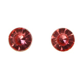 Pink & Gold-Tone Colored Metal Stud-Earrings With Crystal Accents #LQE1999