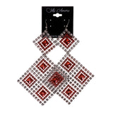 Silver-Tone & Red Colored Acrylic Dangle-Earrings #LQE2003