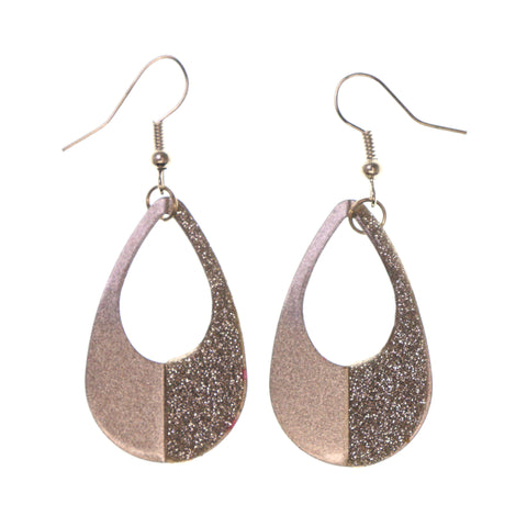 Glitter Sparkle Dangle-Earrings Silver-Tone Color #LQE2004