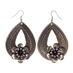 Flower Dangle-Earrings Silver-Tone Color #LQE2005