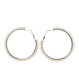 Glitter Sparkle Hoop-Earrings Silver-Tone Color #LQE2024