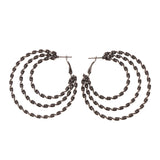 Black & Silver-Tone Colored Metal Hoop-Earrings #LQE2028