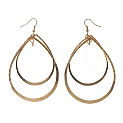 Gold-Tone & Clear Colored Metal Dangle-Earrings With Crystal Accents #LQE2032