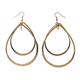 Gold-Tone & Clear Colored Metal Dangle-Earrings With Crystal Accents #LQE2032