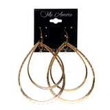 Gold-Tone & Clear Colored Metal Dangle-Earrings With Crystal Accents #LQE2032