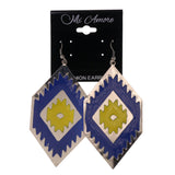 Blue & Yellow Colored Metal Dangle-Earrings #LQE2034