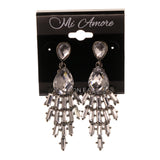 Silver-Tone Metal Drop-Dangle-Earrings With Crystal Accents #LQE2042