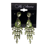 Green & Silver-Tone Metal -Dangle-Earrings Crystal Accents #LQE2043