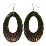 Green & Gold-Tone Colored Metal Dangle-Earrings #LQE2045