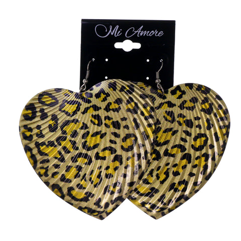 Colorful  Cheetah Print Heart Dangle-Earrings #LQE2047