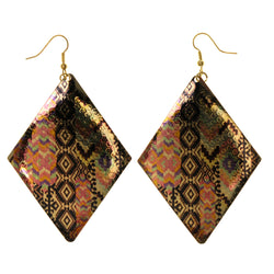 Gold-Tone & Multi Colored Metal Dangle-Earrings #LQE2049