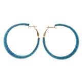 Glitter Sparkle Hoop-Earrings Blue Color #LQE2054