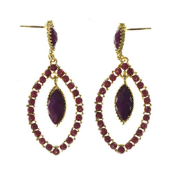 Purple & Gold-Tone Metal -Dangle-Earrings Crystal Accents #LQE2055