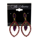 Purple & Gold-Tone Metal -Dangle-Earrings Crystal Accents #LQE2055
