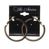 Gold-Tone & Black Colored Metal Hoop-Earrings #LQE2062
