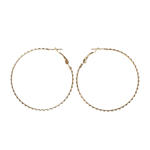 Gold-Tone Metal Hoop-Earrings #LQE2063