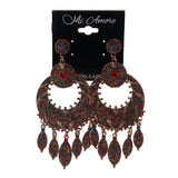 Bronze-Tone & Multi Colored Metal Dangle-Earrings With Bead Accents #LQE2080