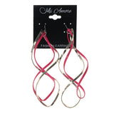 Silver-Tone & Pink Colored Metal Dangle-Earrings #LQE2081