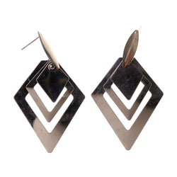 Silver-Tone Metal Drop-Dangle-Earrings #LQE2086