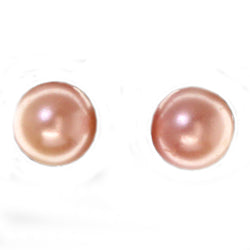 Peach Acrylic Stud-Earrings With Bead Accents #LQE2096