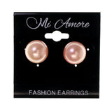 Peach Acrylic Stud-Earrings With Bead Accents #LQE2096