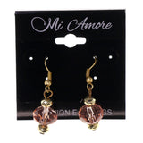 Peach & Gold-Tone Colored Metal Dangle-Earrings With Bead Accents #LQE2099