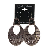 Silver-Tone & Brown Colored Metal Dangle-Earrings #LQE2102