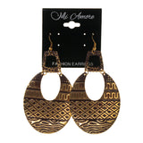 Gold-Tone & Brown Colored Metal Dangle-Earrings #LQE2103