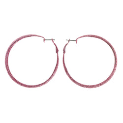 Glitter Sparkle Hoop-Earrings Pink Color #LQE2110