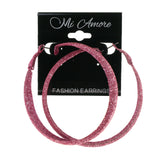 Glitter Sparkle Hoop-Earrings Pink Color #LQE2110