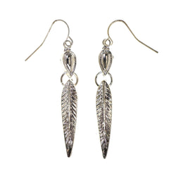 Feather Dangle-Earrings Silver-Tone Color #LQE2117