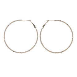 White & Silver-Tone Colored Metal Hoop-Earrings #LQE2127