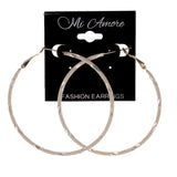 White & Silver-Tone Colored Metal Hoop-Earrings #LQE2127