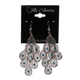 Silver-Tone & Blue Metal Chandelier-Earrings Crystal Accents #LQE2142