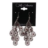 Silver-Tone & Red Metal Chandelier-Earrings Crystal Accents #LQE2143