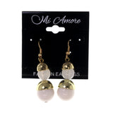 White & Gold-Tone Colored Metal Dangle-Earrings With Bead Accents #LQE2147