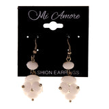 White & Silver-Tone Colored Acrylic Dangle-Earrings With Bead Accents #LQE2149