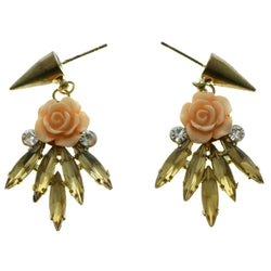 Metal Dangle-Earrings With Crystal Accents Gold-Tone & Peach