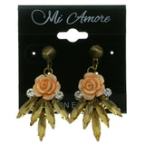 Metal Dangle-Earrings With Crystal Accents Gold-Tone & Peach