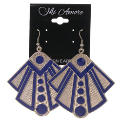 Blue & Silver-Tone Colored Metal Dangle-Earrings #LQE2151