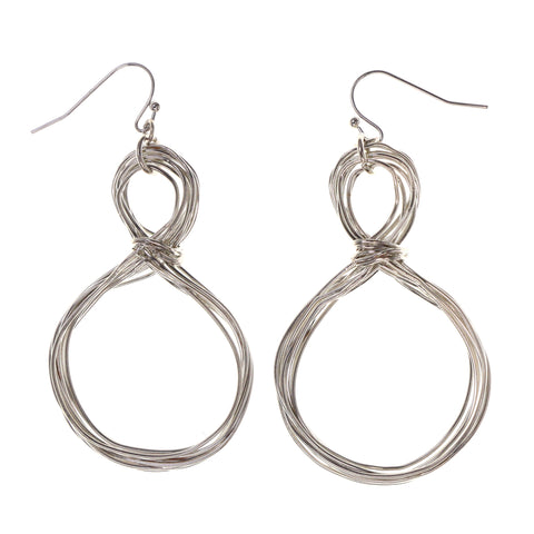Wire Wrap Dangle-Earrings Silver-Tone Color #LQE2152